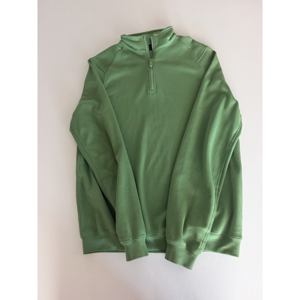 Bobby Jones Pullover Mens Large Green 1/4 Zip Mock Neck Golf Stretch Top